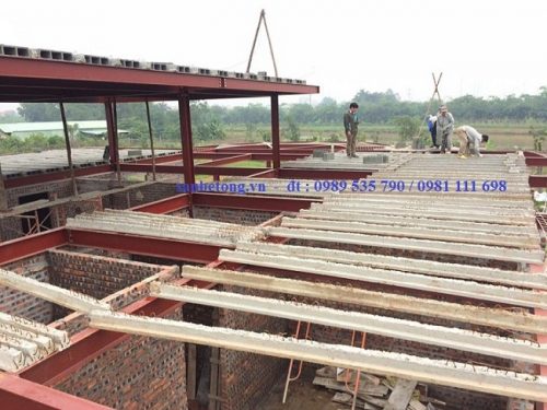 Thi sông sàn bê tông nhẹ và khung thép tiền chế cho khu trưng bày hoa quả và rau sạch, tọa lạc tại Phương Canh - Đông Anh - Hà Nội.