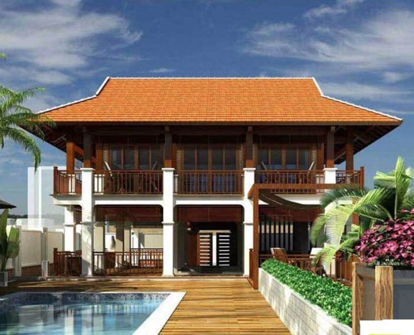 Nhà sàn bê tông theo phong cách biệt thự