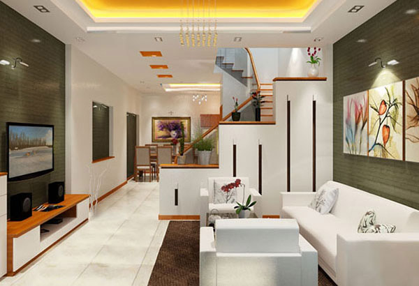 Nội thất nhà sàn bê tông được trang trí hiện đại