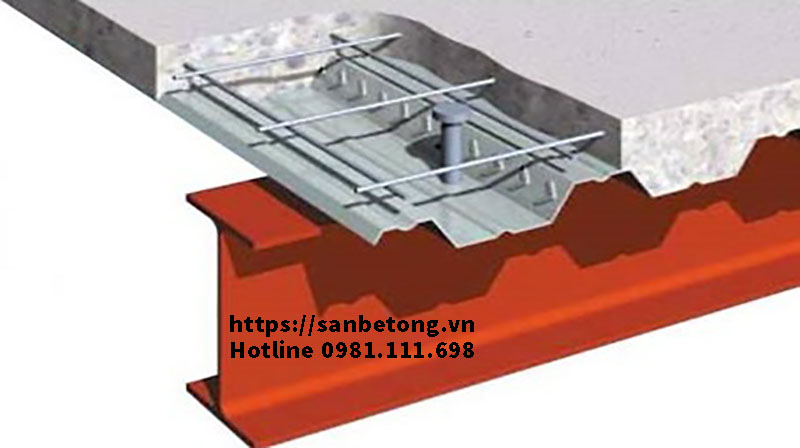 Cận cảnh kết cấu sàn bê tông Decking và nhà khung thép