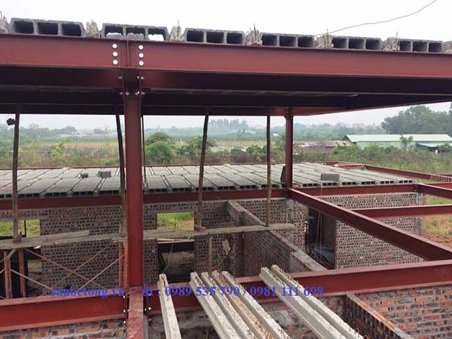 Cận cảnh sàn bê tông nhẹ và khung thép