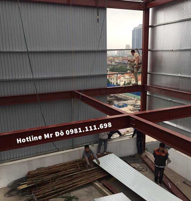 300m2 sàn bê tông nhẹ kết hợp khung thép tiền chế