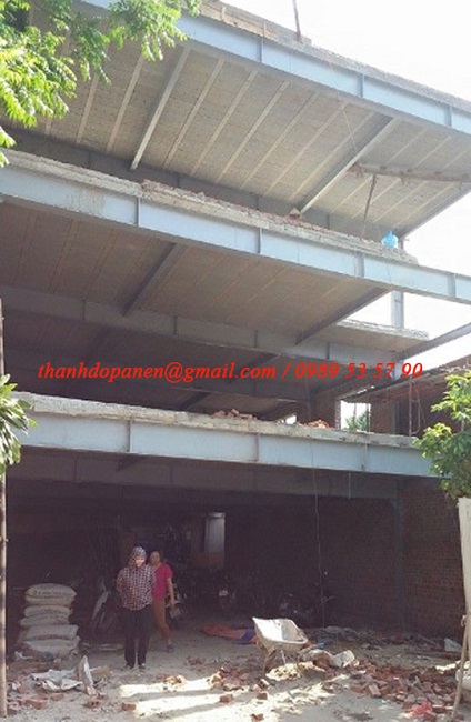 Toàn cảnh công trình nhà khung thép và sàn bê tông nhẹ