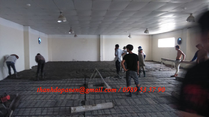 Thi công sàn bê tông nhẹ tại công ty Hanvet