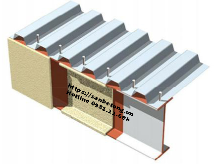 Lớp tôn được cố định vào khung thép nhờ đinh tán