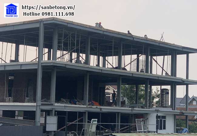 Toàn cảnh công trình sàn bê tông nhẹ Xuân Mai tại xã Hải Bối