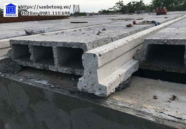 Cận cảnh gạch nhẹ block và dầm PPB của sàn bê tông nhẹ Xuân Mai